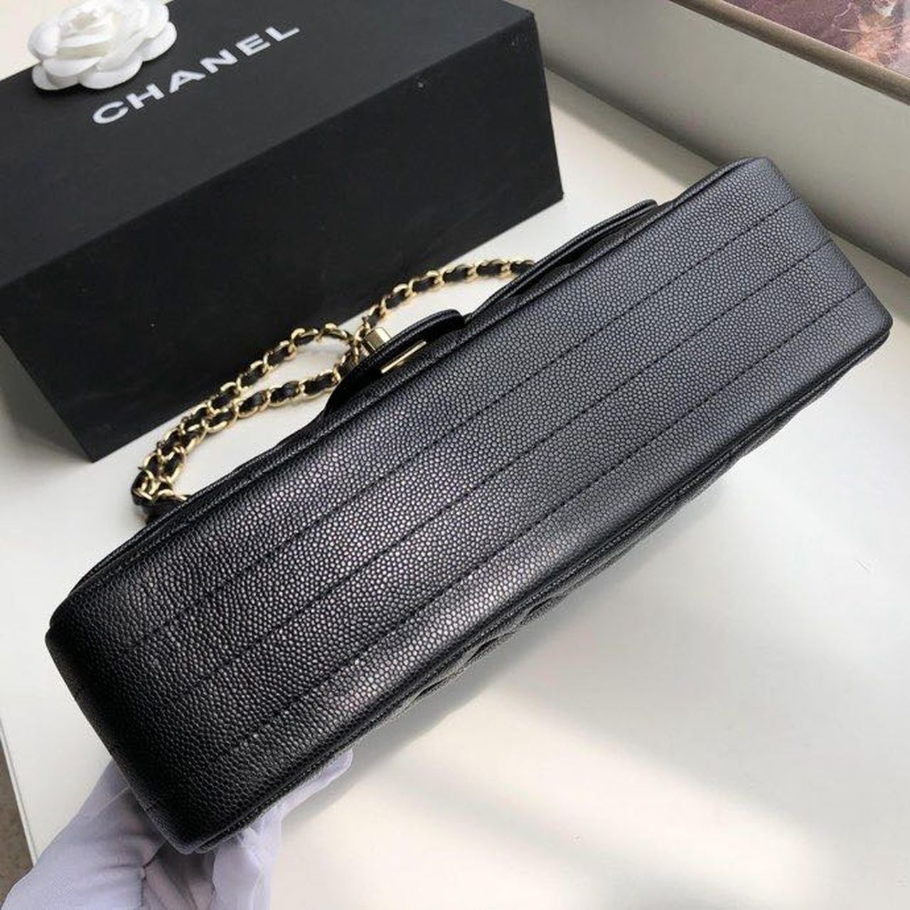 Chanel Chevron Classic Handbag Gold Toned Hardware Black For Women, Women’s Bags, Shoulder And Crossbody Bags 10.2in/26cm