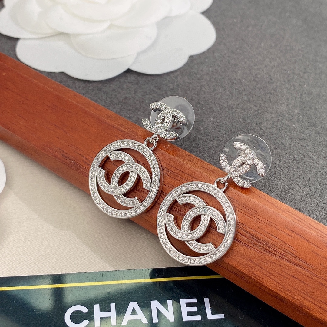 Chanel Circle Earrings Silver For Women