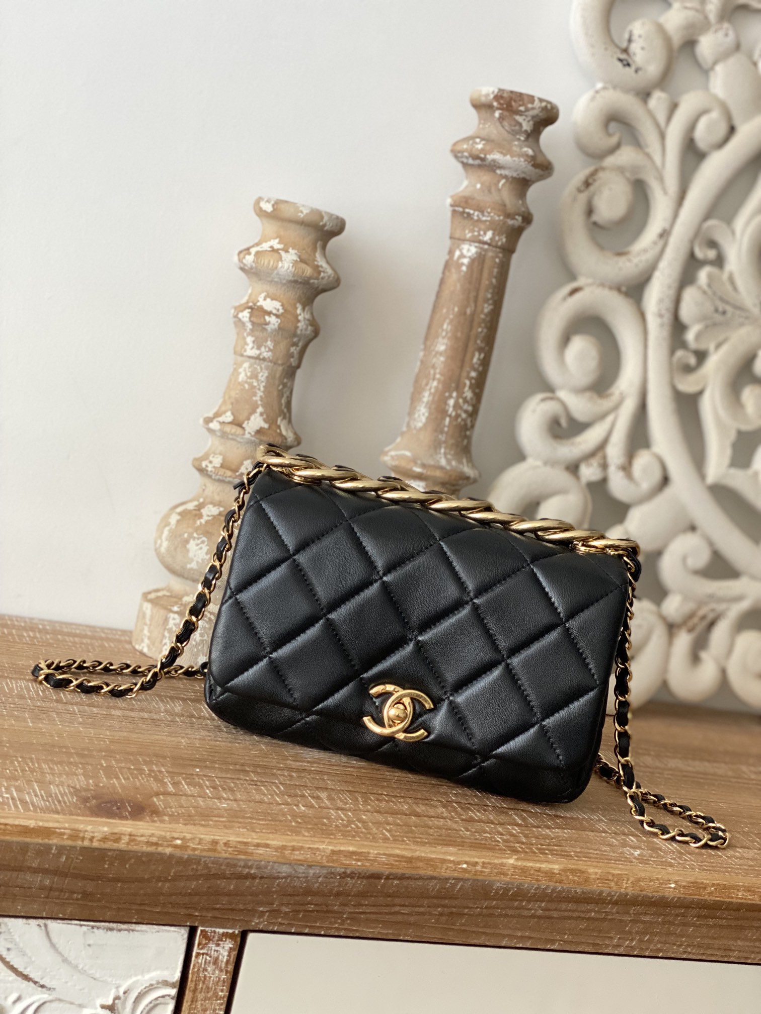 Chanel Classic Diamond Flap Bag Black For Women, Women’s Bags 9.1in/23cm