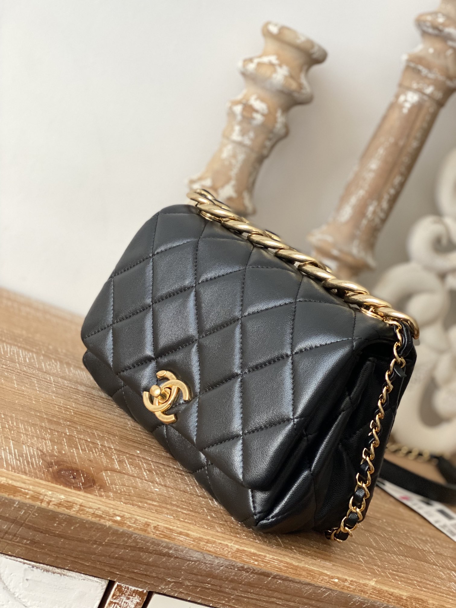 Chanel Classic Diamond Flap Bag Black For Women, Women’s Bags 9.1in/23cm