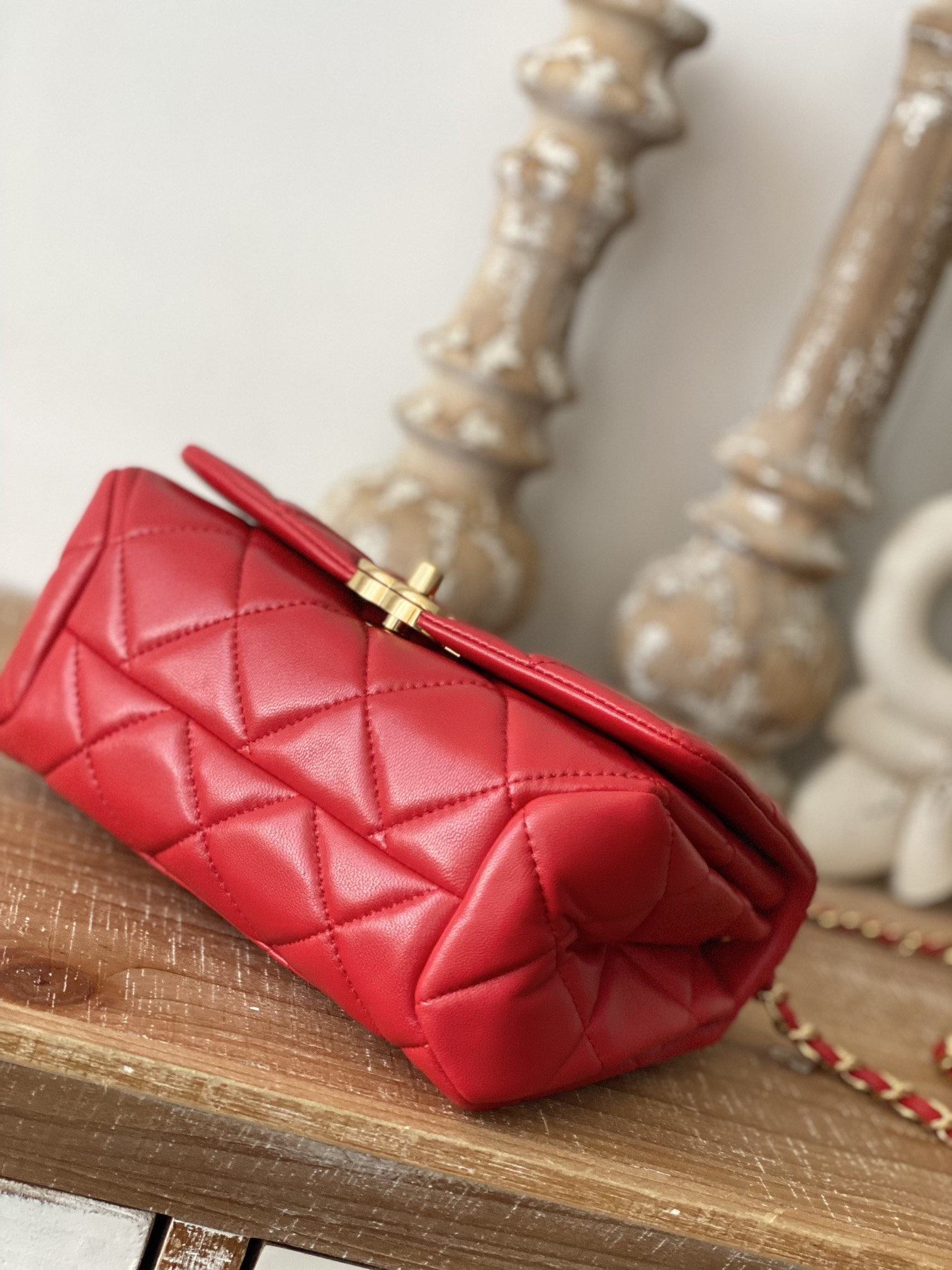 Chanel Classic Diamond Flap Bag Red For Women, Women’s Bags 9.1in/23cm