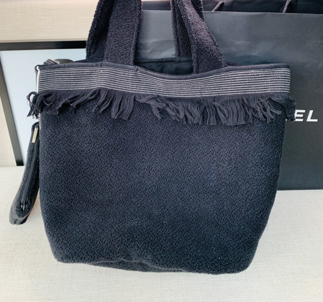 Chanel Classic Double C Tote Bag Black/White For Women 16.1 in / 41 cm