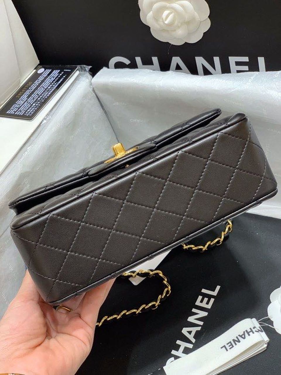 Chanel Classic Flap Bag Gold Toned Hardware Black For Women, Women’s Bags, Shoulder And Crossbody Bags 7.8in/20cm