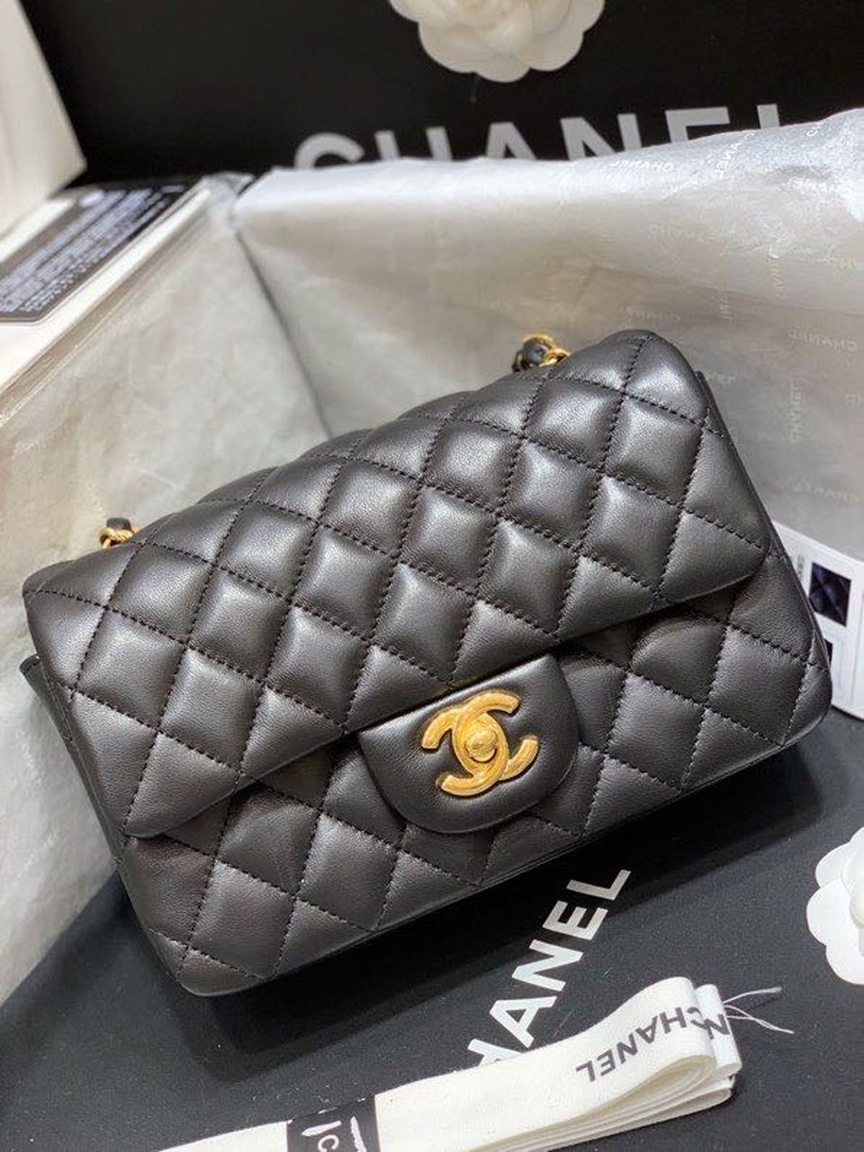 Chanel Classic Flap Bag Gold Toned Hardware Black For Women, Women’s Bags, Shoulder And Crossbody Bags 7.8in/20cm