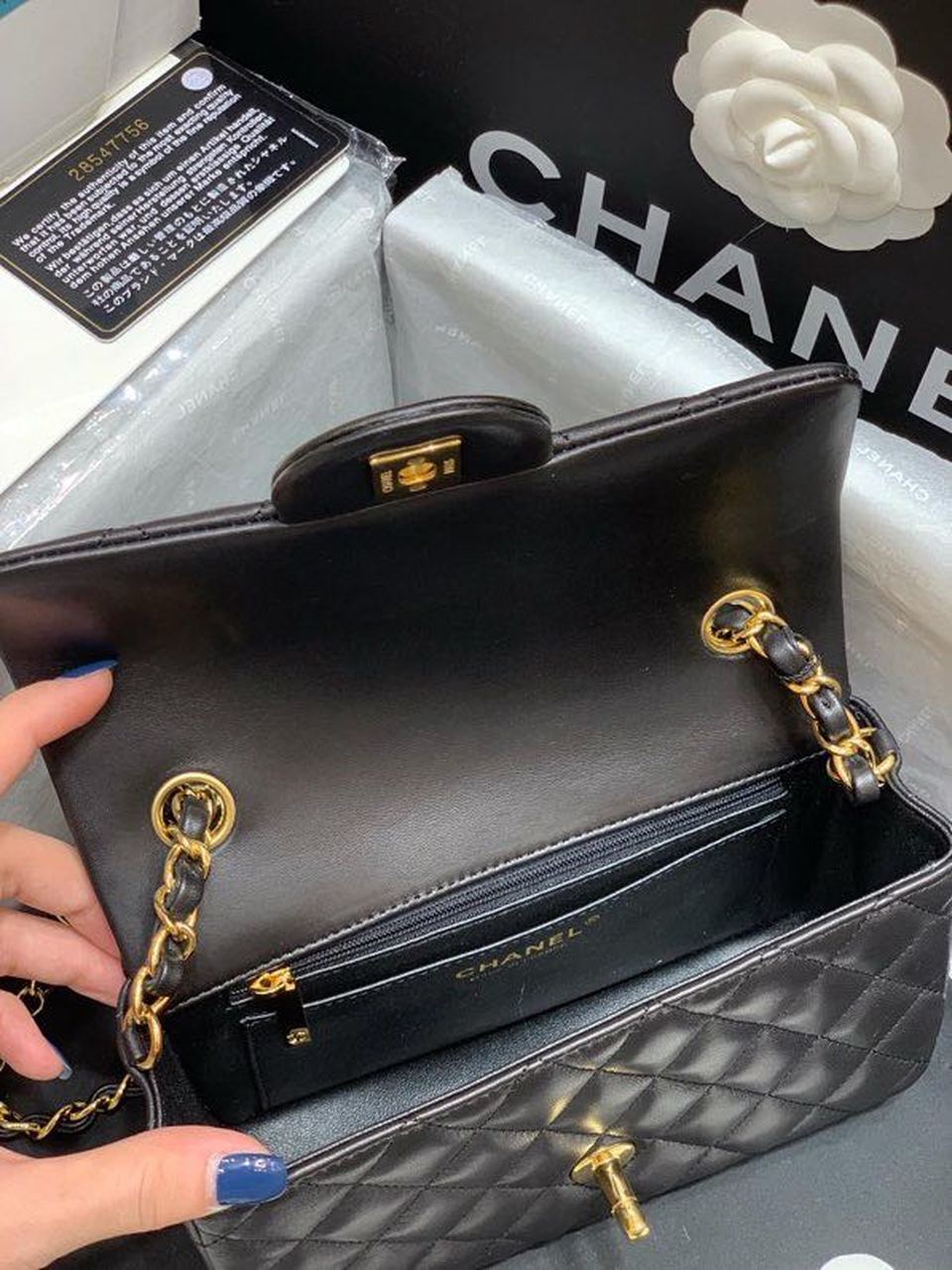 Chanel Classic Flap Bag Gold Toned Hardware Black For Women, Women’s Bags, Shoulder And Crossbody Bags 7.8in/20cm