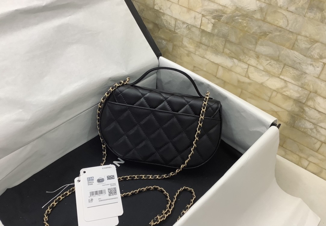 Chanel Classic Flap Phone Holder With Chain Nice Bag Black For Women 19cm / 7.5in