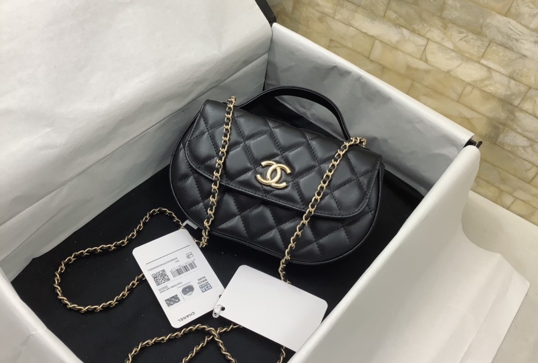 Chanel Classic Flap Phone Holder With Chain Nice Bag Black For Women 19cm / 7.5in