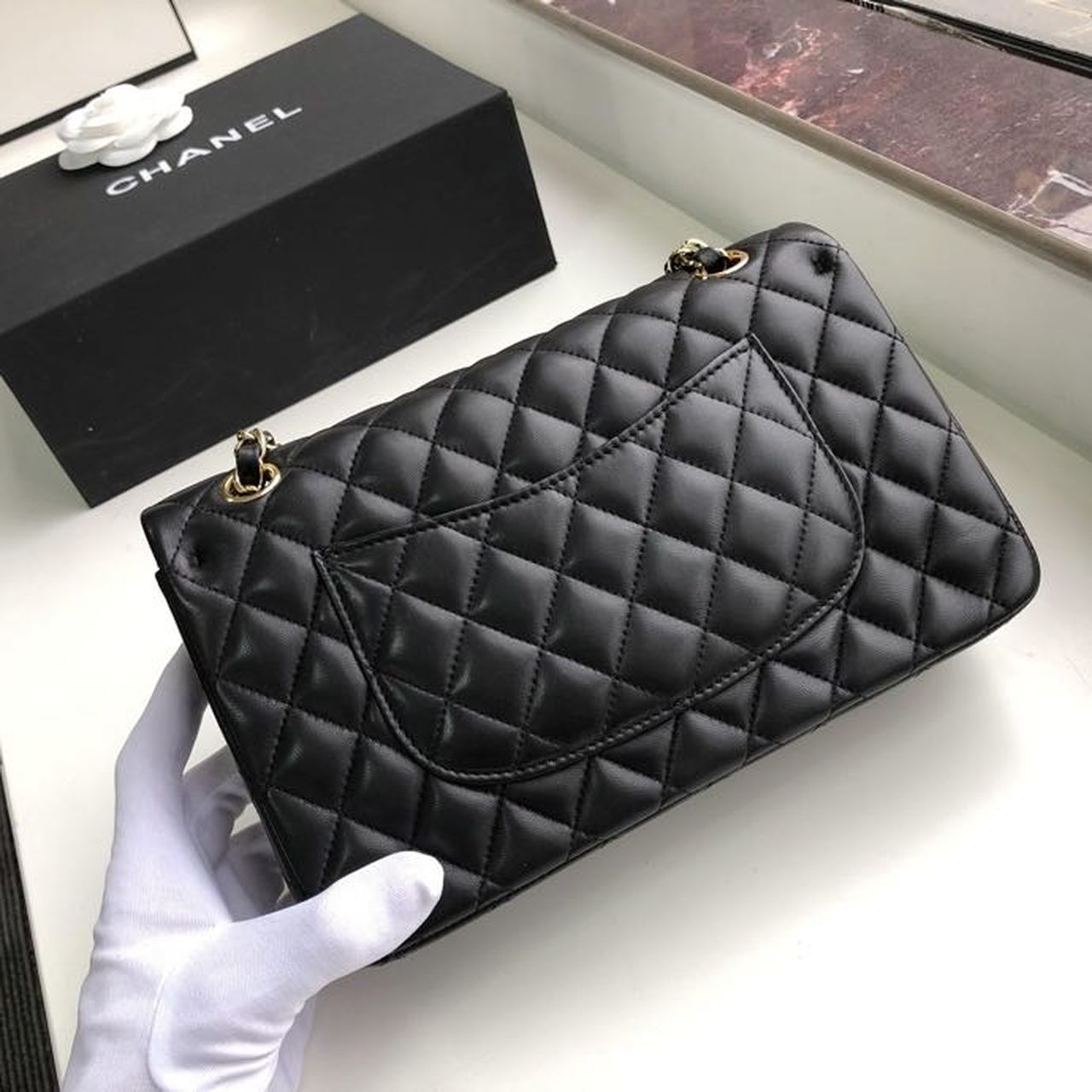 Chanel Classic Handbag Gold Toned Hardware Black For Women, Women’s Bags, Shoulder And Crossbody Bags 10.2in/26cm