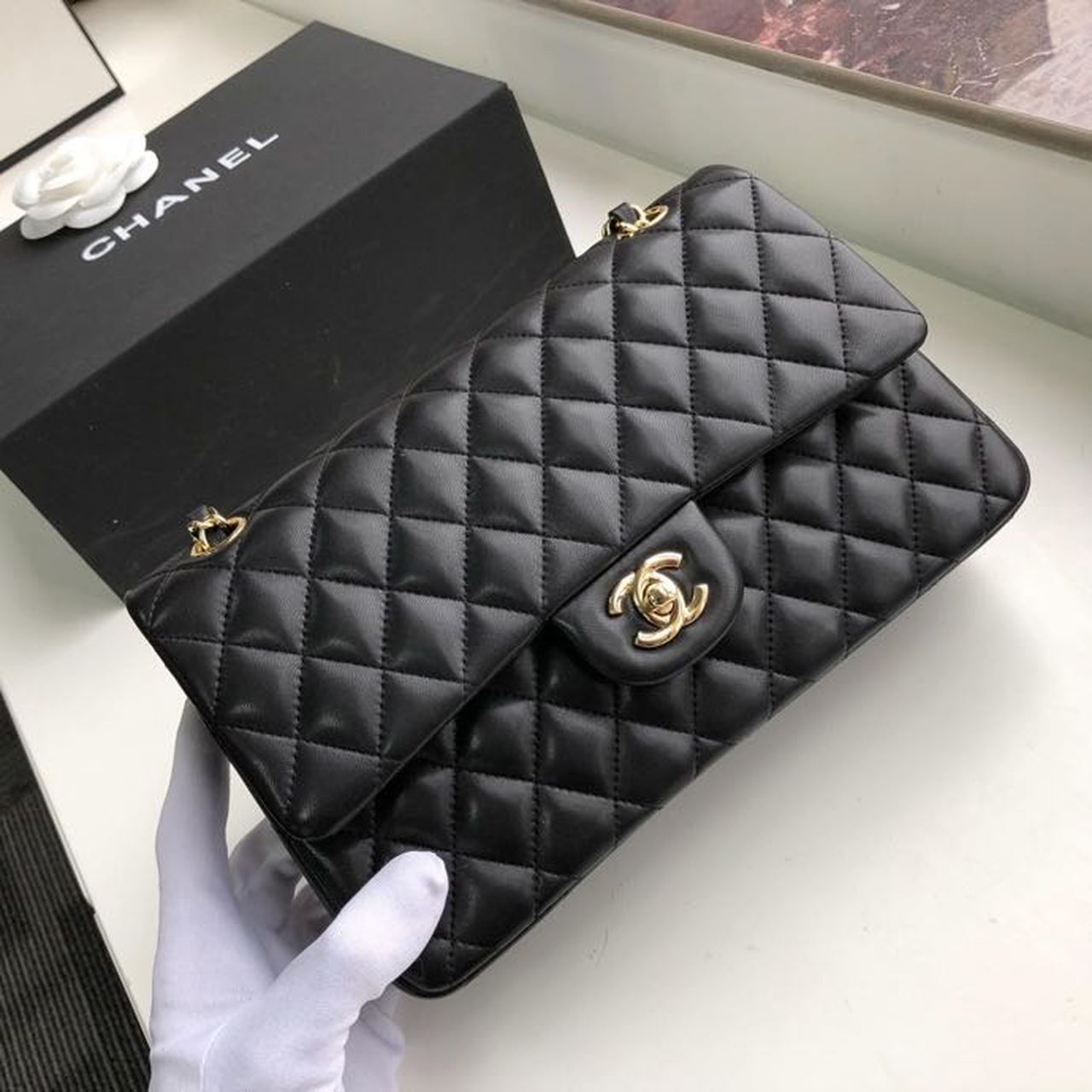 Chanel Classic Handbag Gold Toned Hardware Black For Women, Women’s Bags, Shoulder And Crossbody Bags 10.2in/26cm