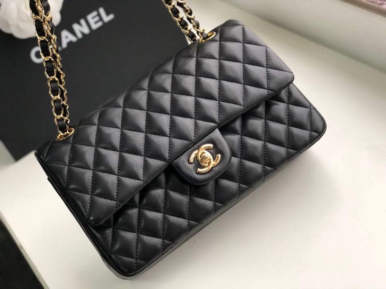 Chanel Classic Handbag Gold Toned Hardware Black For Women, Women’s Bags, Shoulder And Crossbody Bags 10.2in/26cm