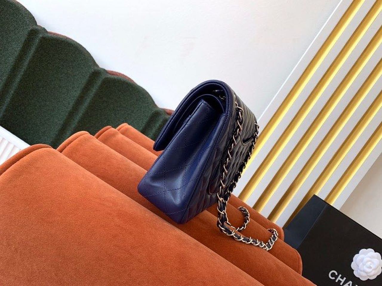 Chanel Classic Handbag Navy Blue For Women, Women’s Bags, Shoulder And Crossbody Bags 10.2in/26cm