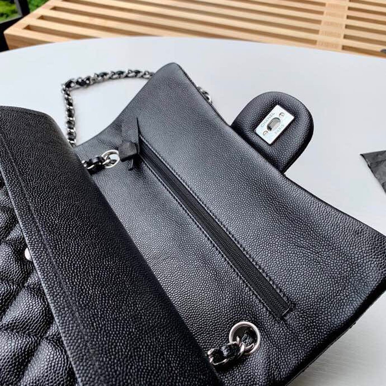 Chanel Classic Handbag Silver Hardware Black For Women, Women’s Bags, Shoulder And Crossbody Bags 10.2in/26cm