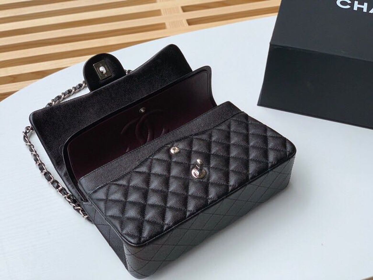 Chanel Classic Handbag Silver Hardware Black For Women, Women’s Bags, Shoulder And Crossbody Bags 10.2in/26cm