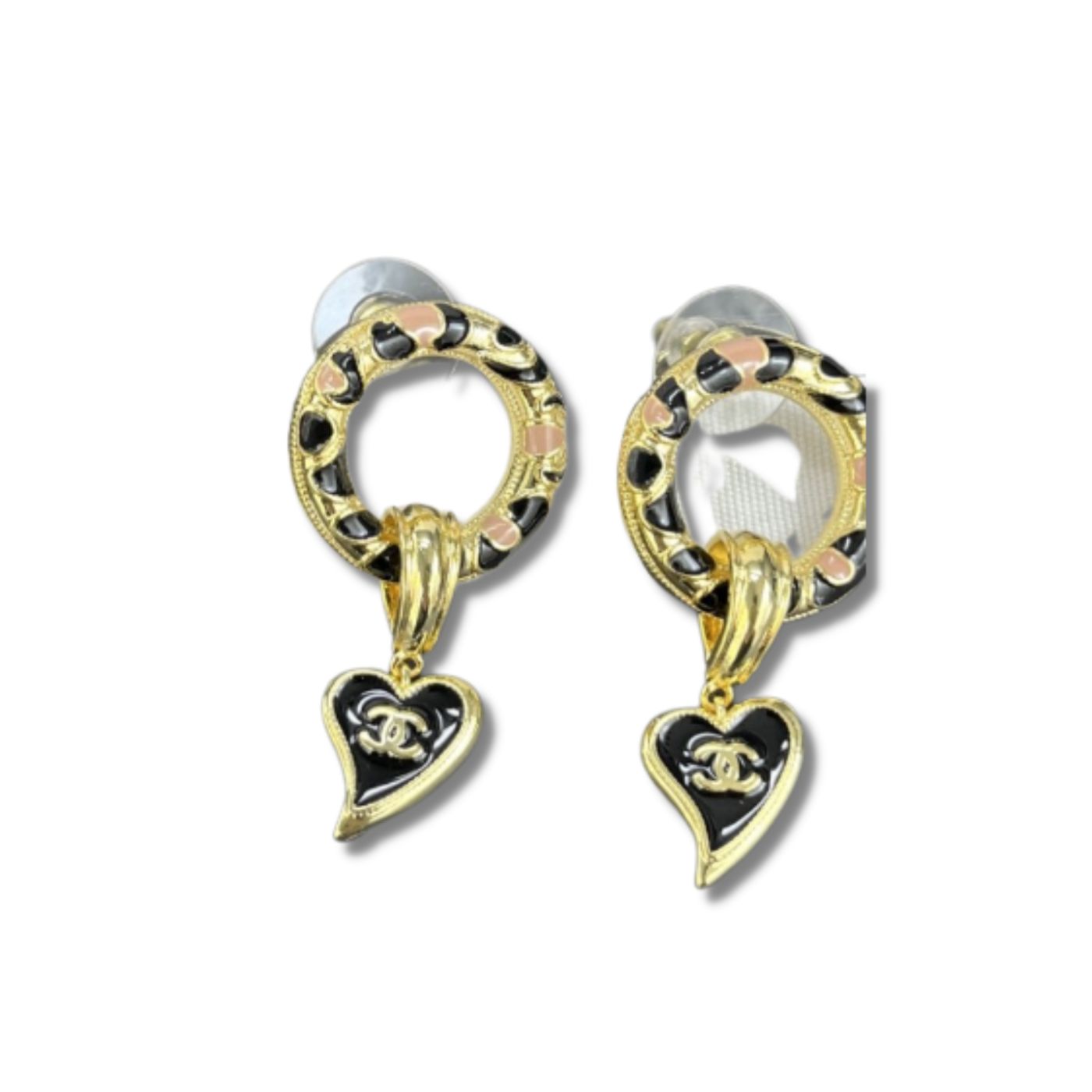 Chanel Classic Love Double C Earrings Black For Women