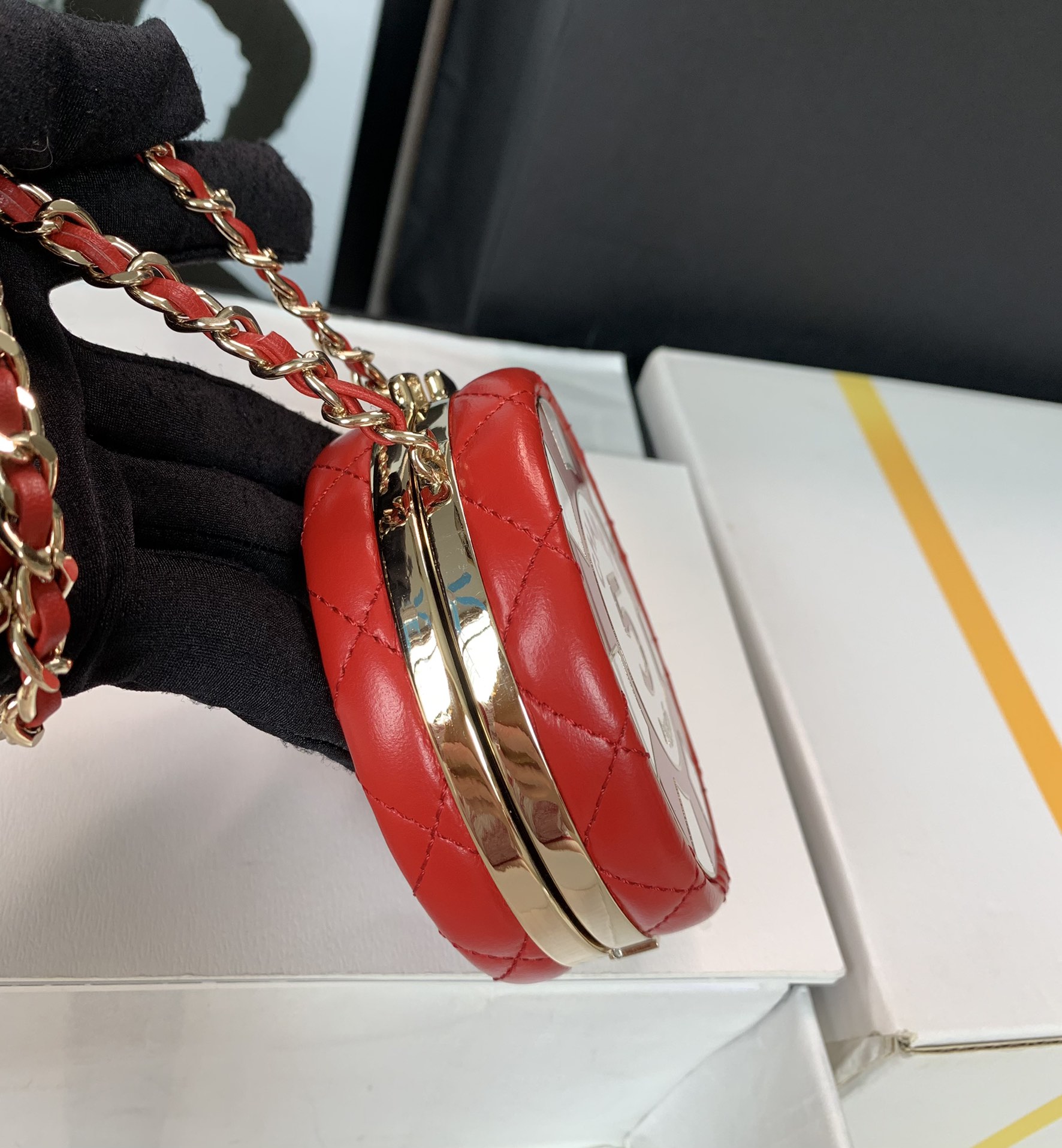 Chanel Clutch With Chain Bag Red/Black/Green For Women 2.9 in / 7.5 cm AP3074 NL834