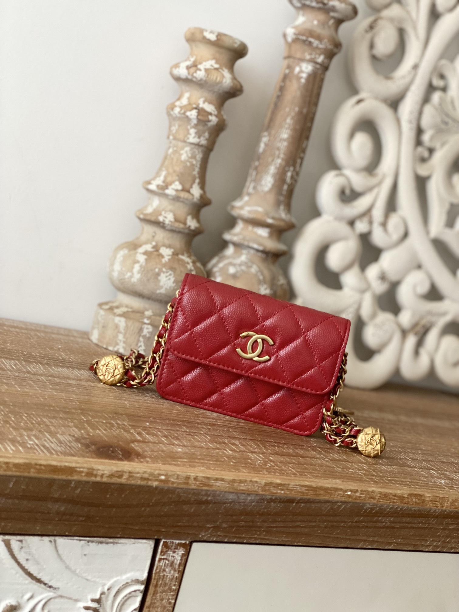 Chanel Clutch With Chain Red For Women, Women’s Bags 4.8in/12.3cm