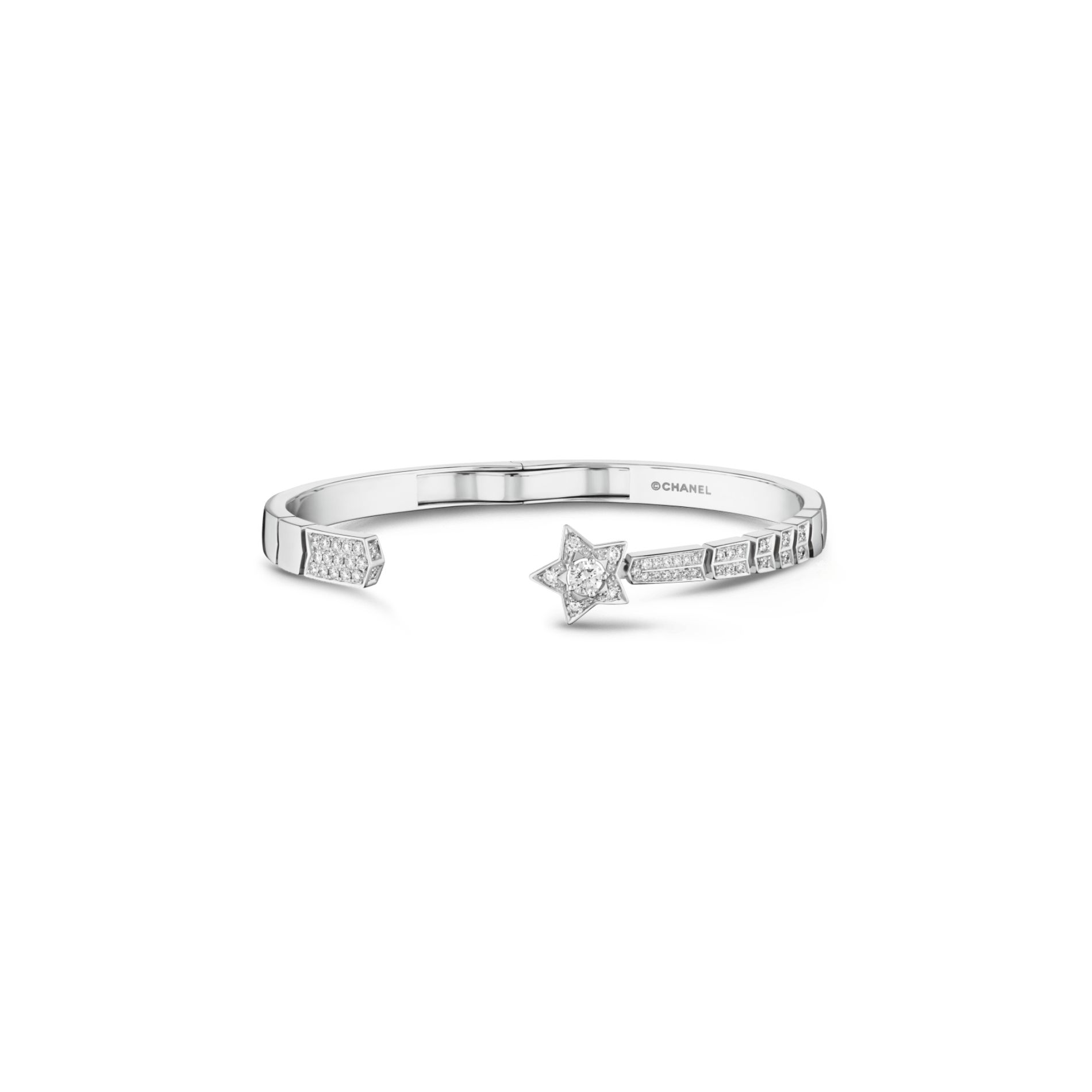 Chanel Comète Chevron Bracelet White Gold For Women J11491