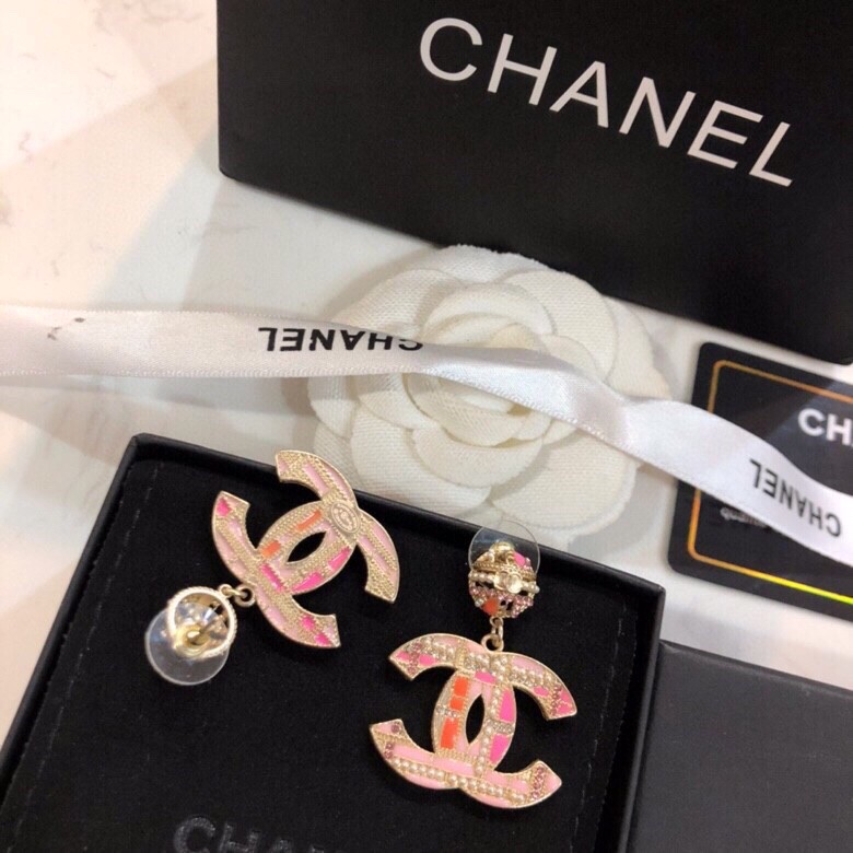 Chanel Combinating Colorful Color Earrings Gold Tone For Women