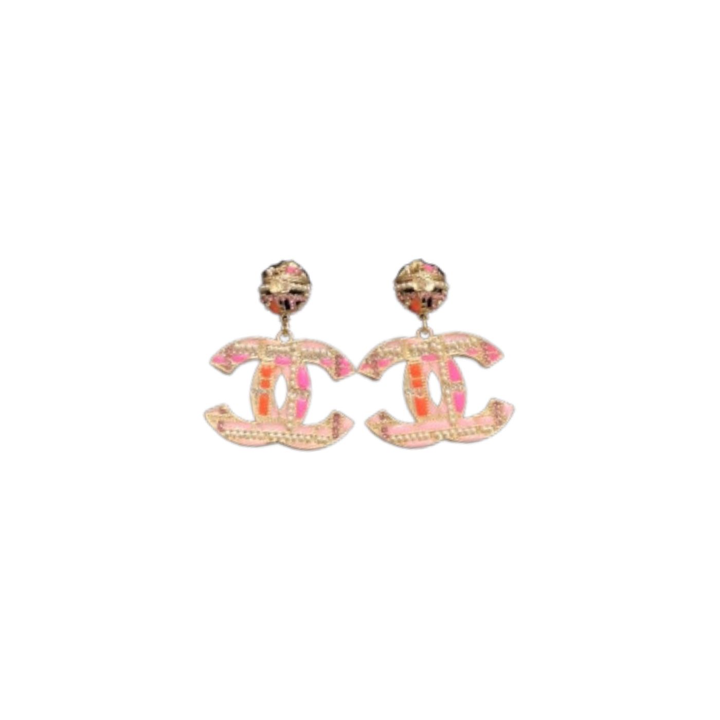 Chanel Combinating Colorful Color Earrings Gold Tone For Women
