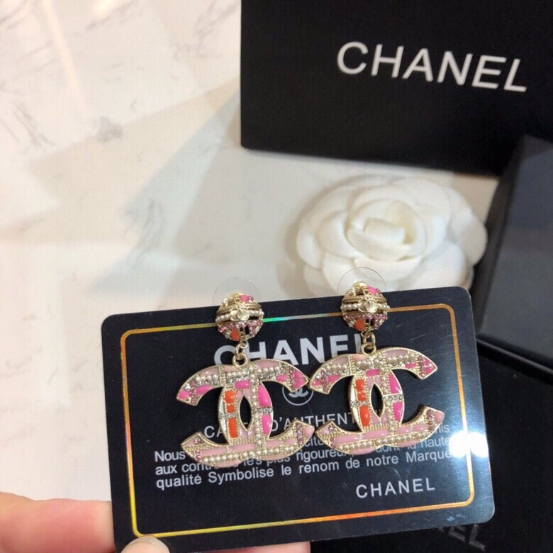 Chanel Combinating Colorful Color Earrings Gold Tone For Women