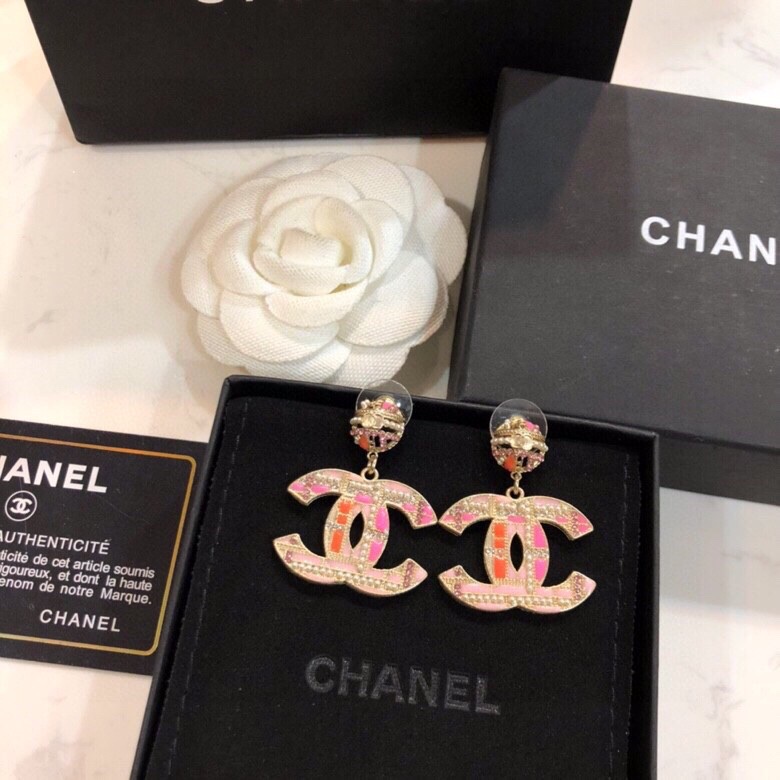 Chanel Combinating Colorful Color Earrings Gold Tone For Women