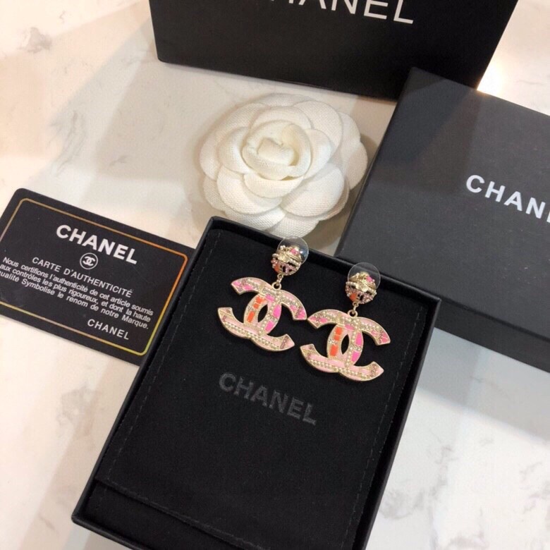 Chanel Combinating Colorful Color Earrings Gold Tone For Women