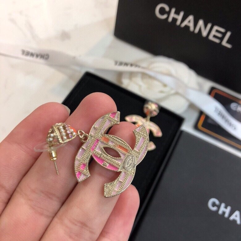 Chanel Combinating Colorful Color Earrings Gold Tone For Women