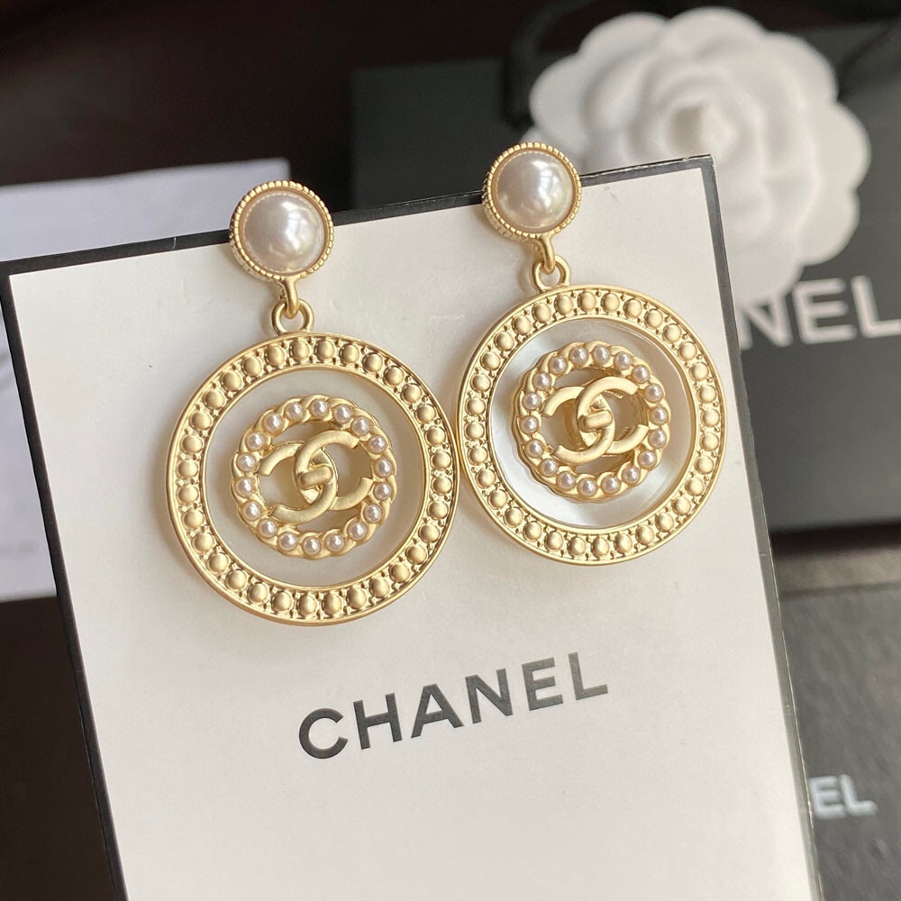 Chanel Concentric Circles Earrings Gold Tone For Women