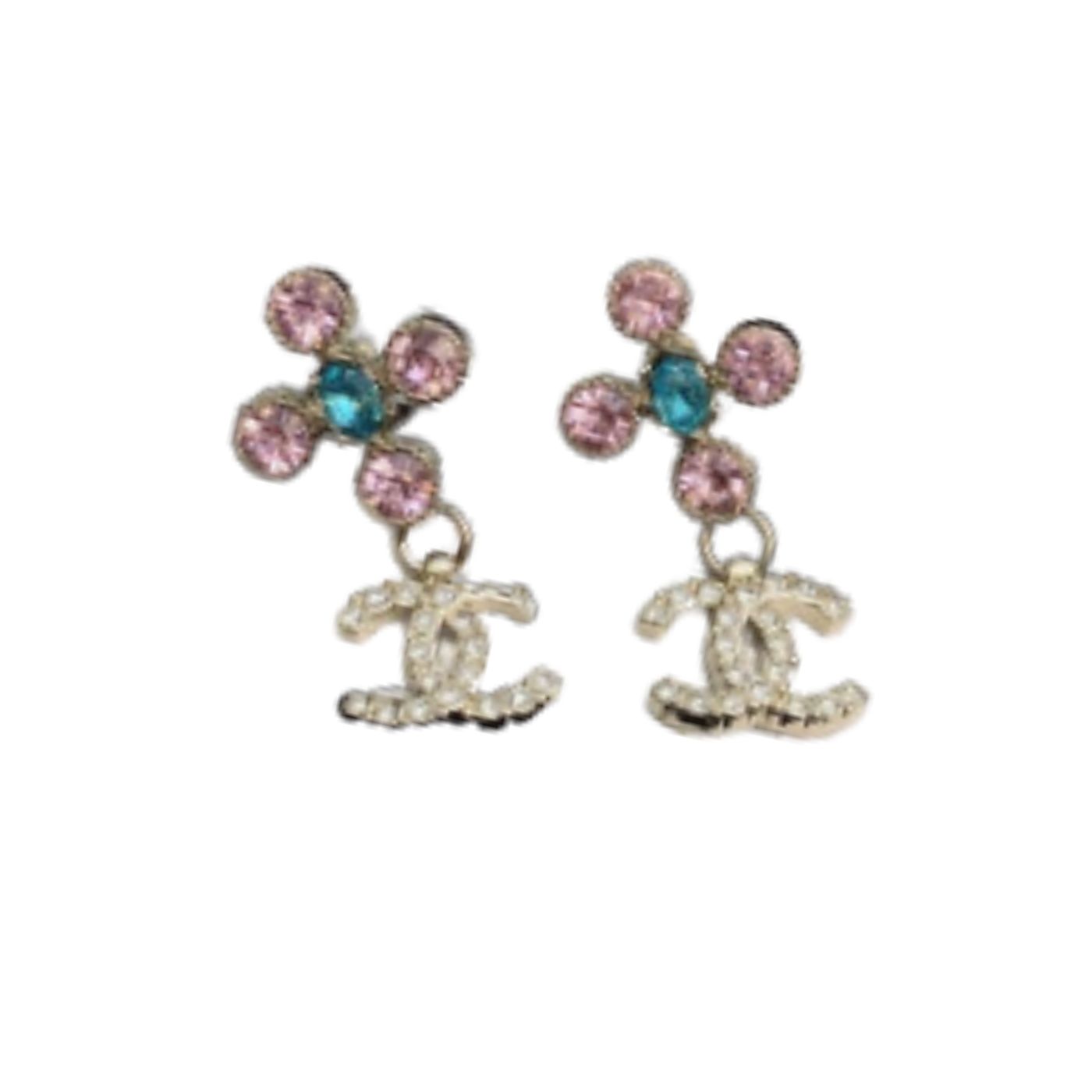 Chanel Dangling Logo Earrings Gold Tone For Women