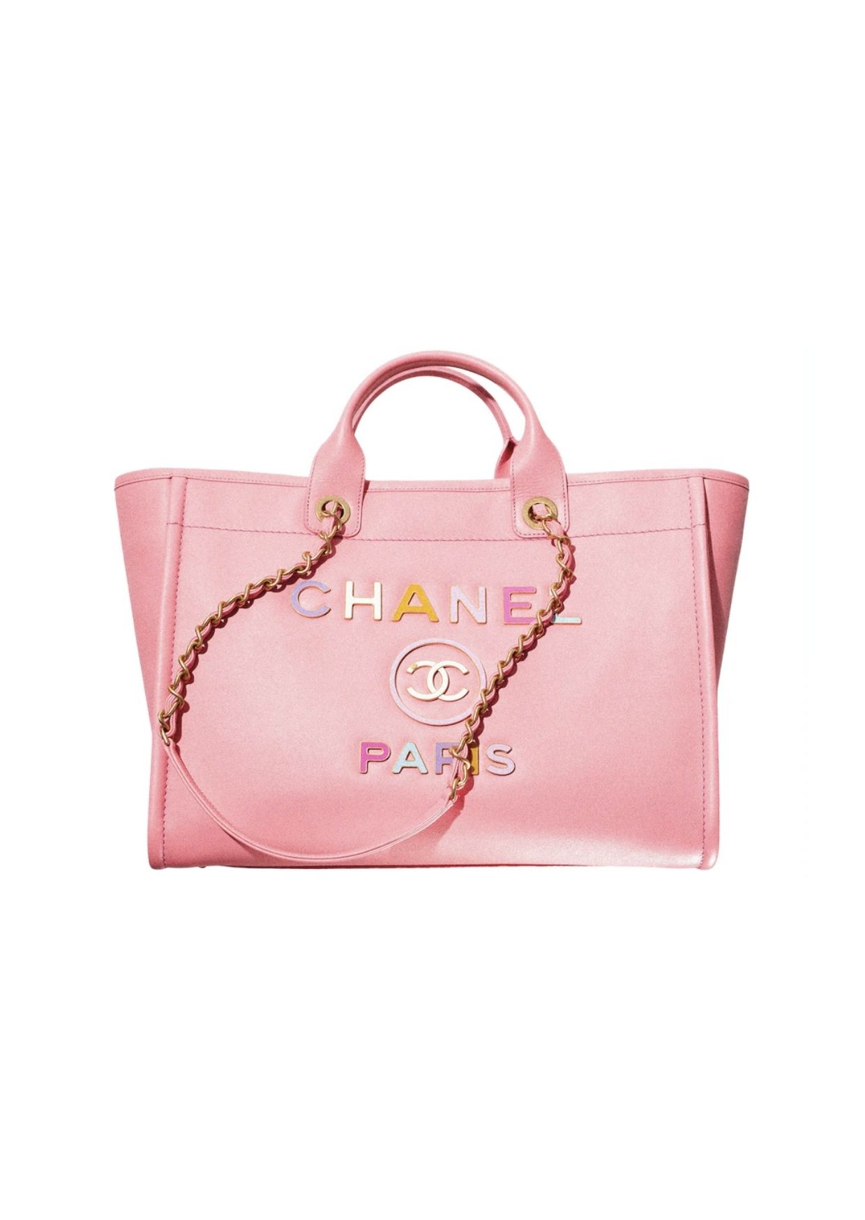 Chanel Deauville Shopping Bag Large 22S Coral Pink For Women NH621
