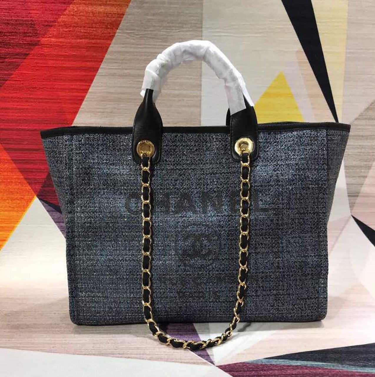 Chanel Deauville Tote 38cm Black/Dark For Women