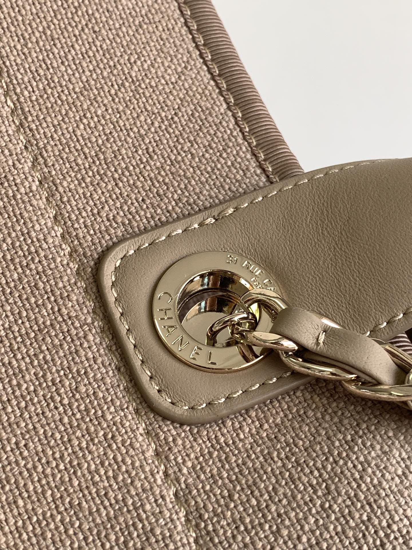 Chanel Deauville Tote Canvas Bag Beige For Women 38cm / 15in
