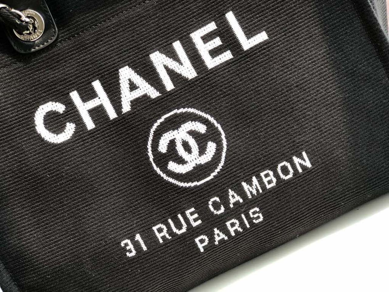 Chanel Deauville Tote Canvas Bag Black For Women, Women’s Handbags, Shoulder Bags 15in/38cm