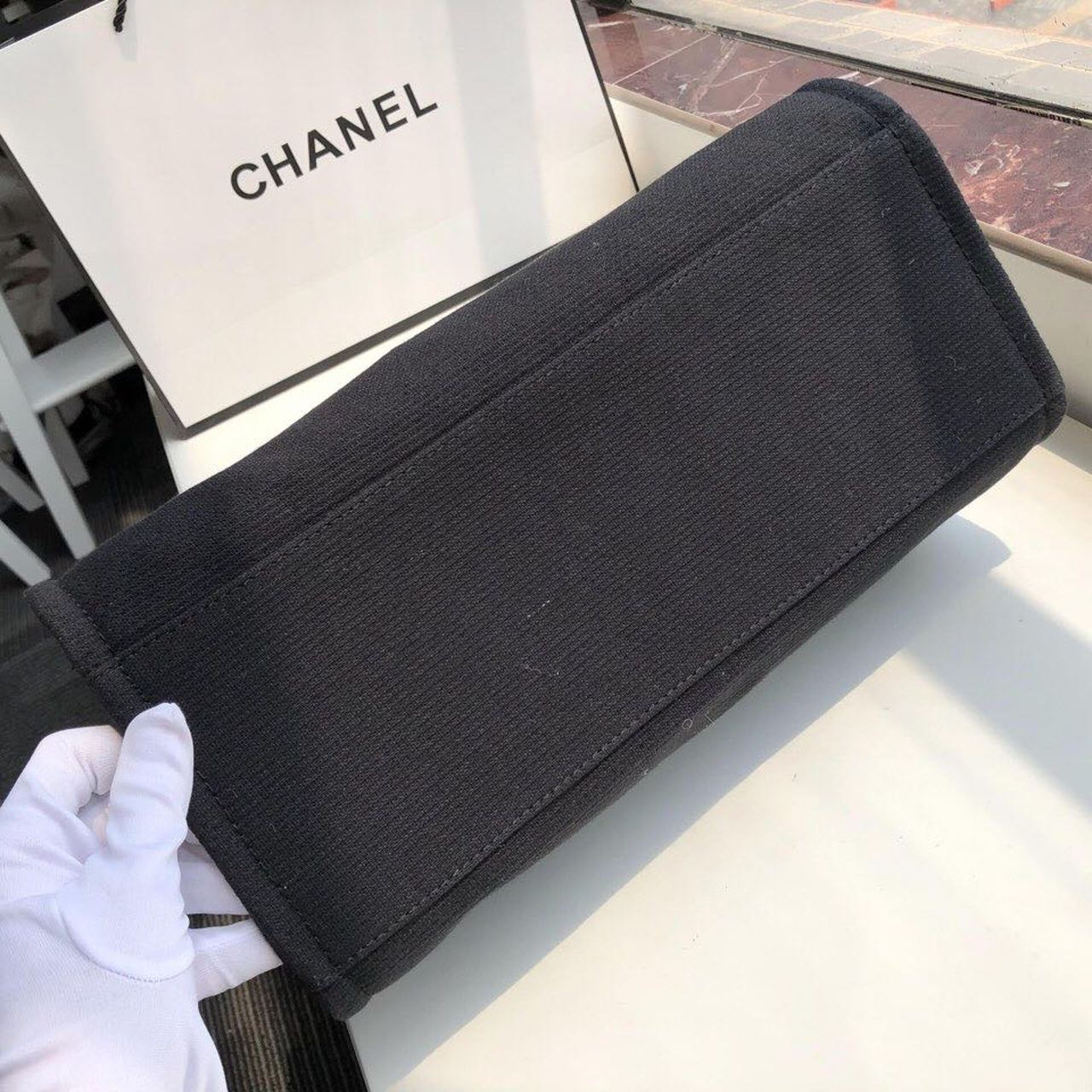 Chanel Deauville Tote Canvas Bag Black For Women, Women’s Handbags, Shoulder Bags 15in/38cm