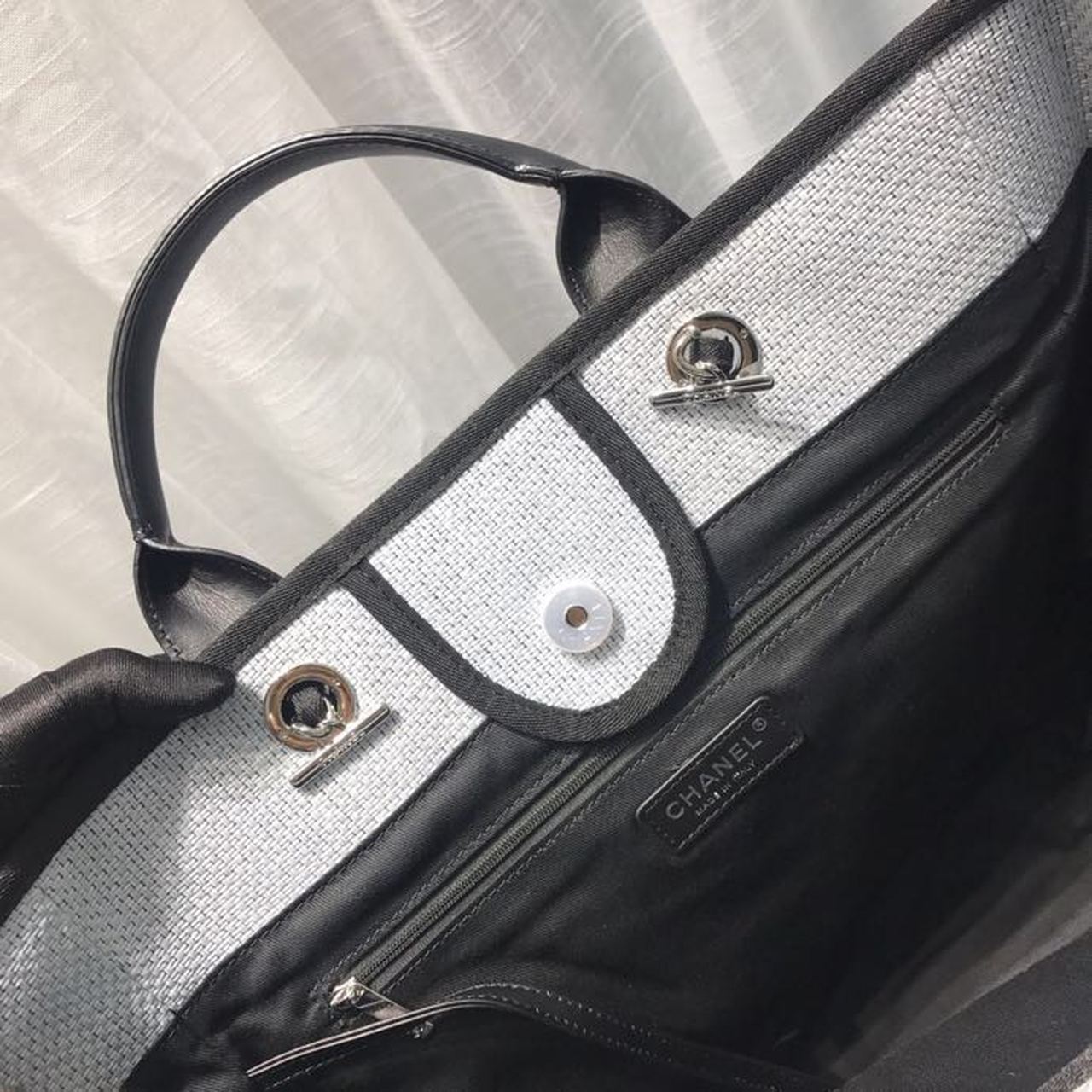 Chanel Deauville Tote Canvas Bag Light Grey For Women, Women’s Handbags, Shoulder Bags 15in/38cm