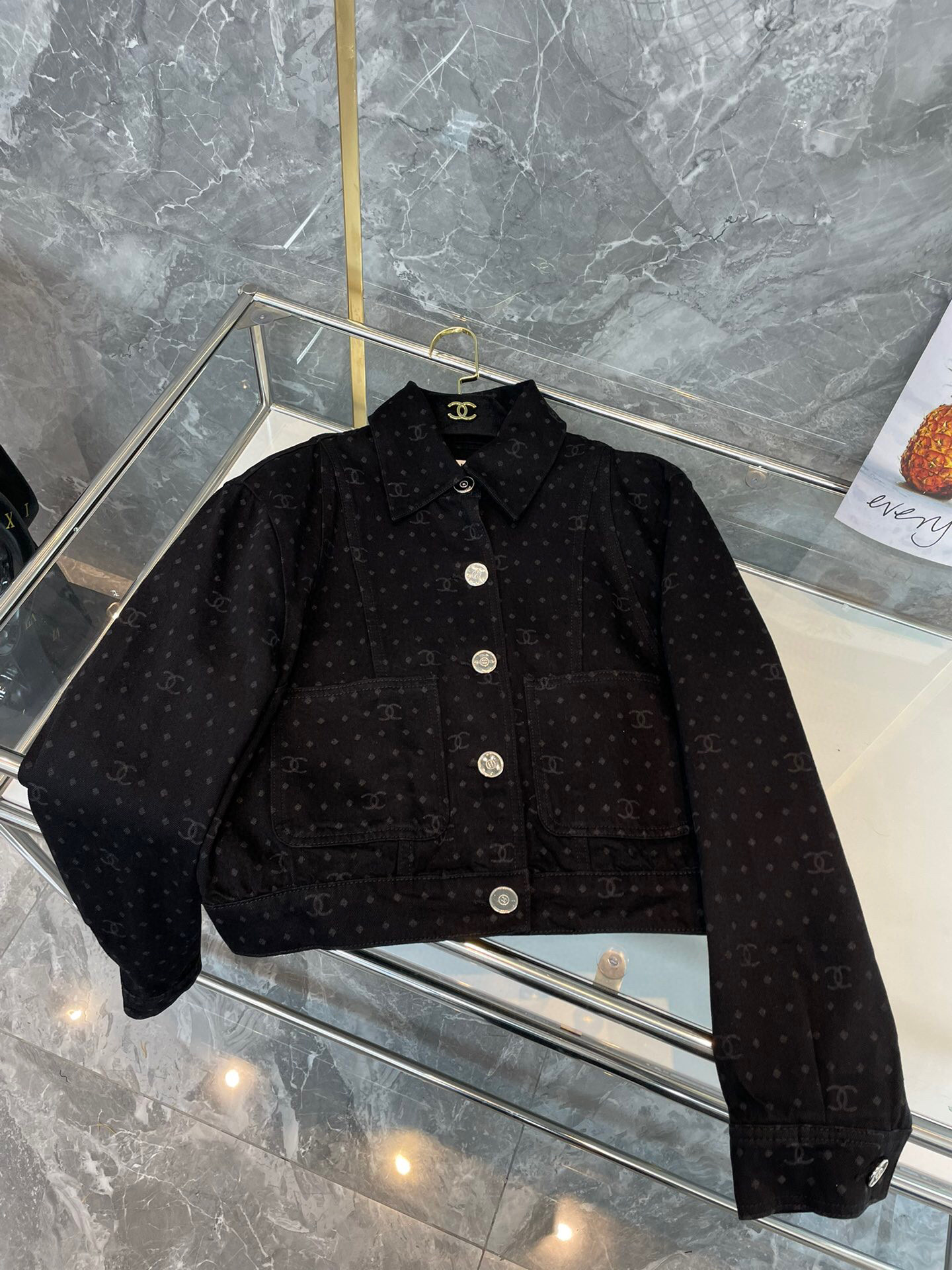 Chanel Denim Jacket Black For Women