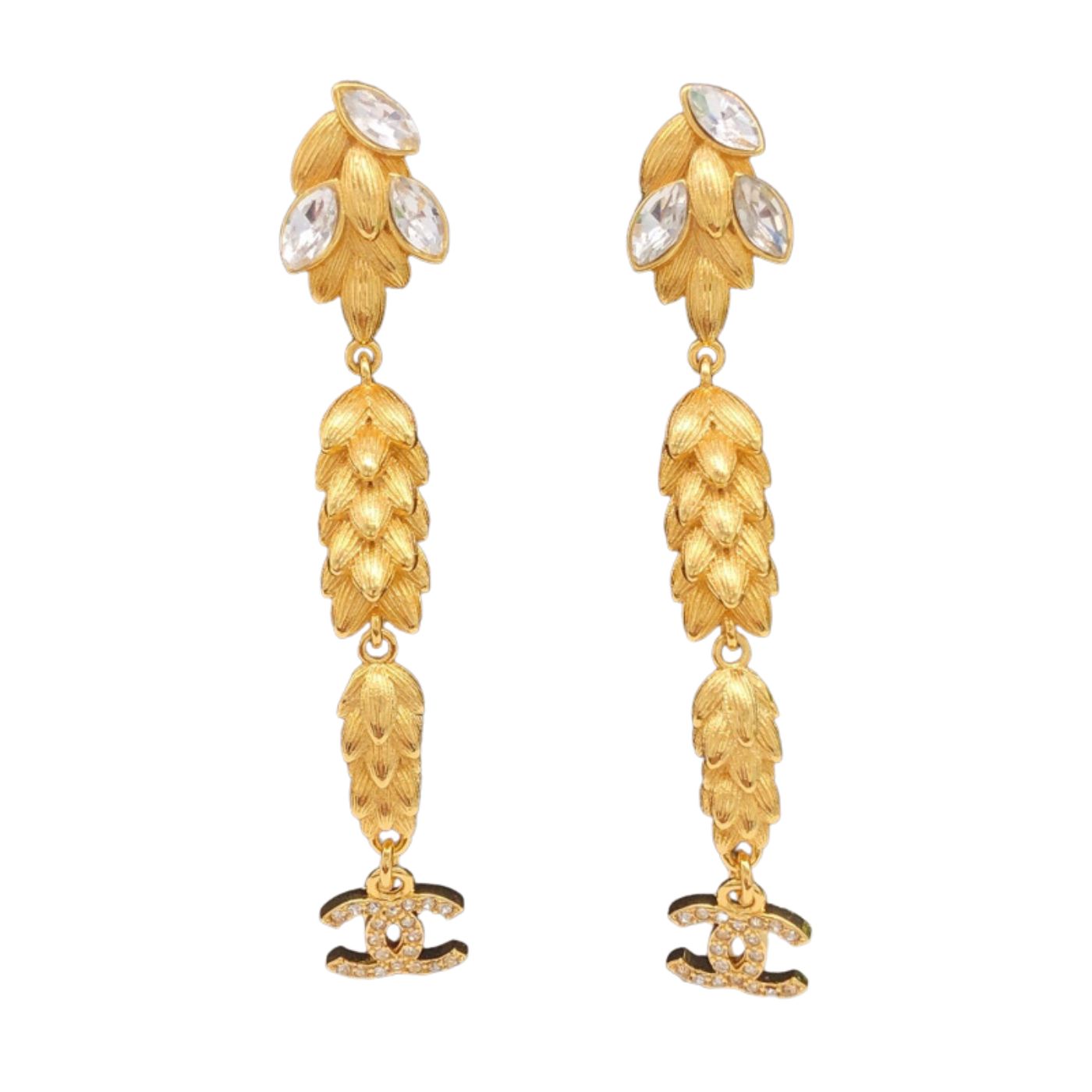 Chanel Diamond Round Stud Earrings Gold For Women