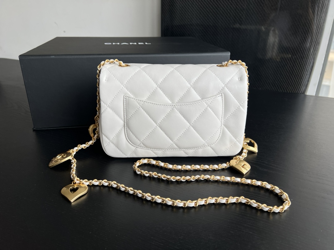 Chanel Diana Hobo Bag With Chain Black/White For Women 7 in / 17.8 cm