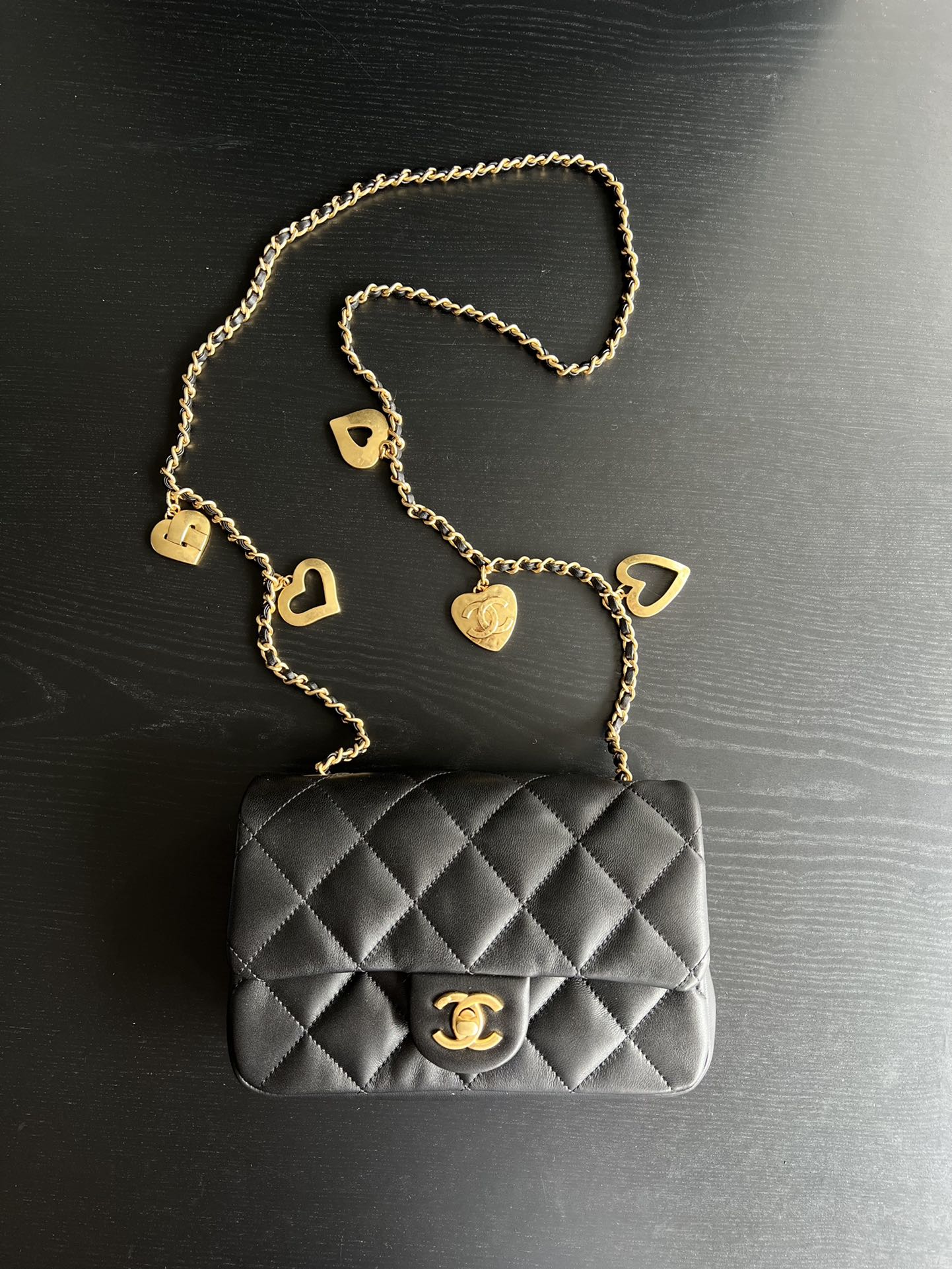 Chanel Diana Hobo Bag With Chain Black/White For Women 7 in / 17.8 cm
