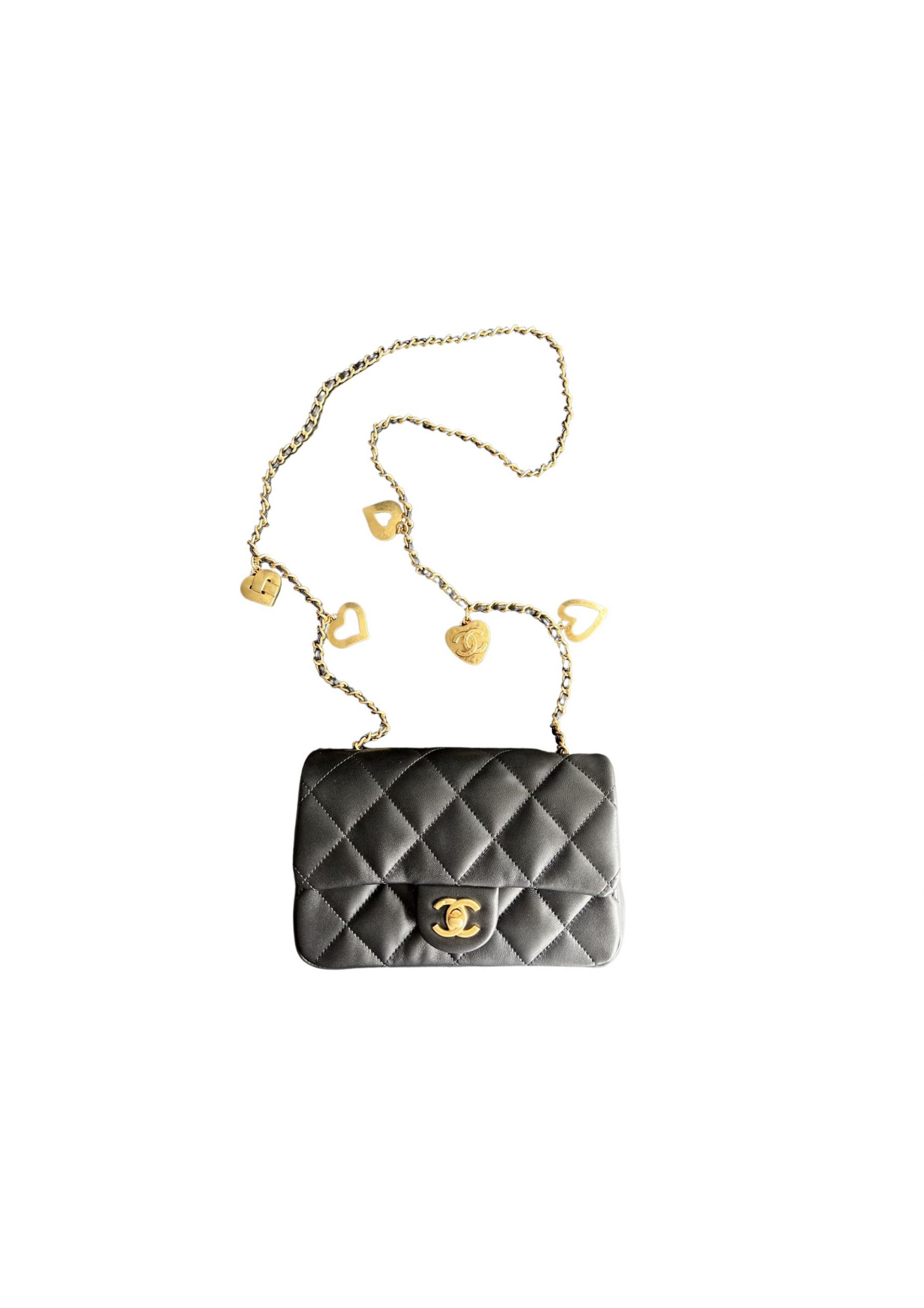 Chanel Diana Hobo Bag With Chain Black/White For Women 7 in / 17.8 cm