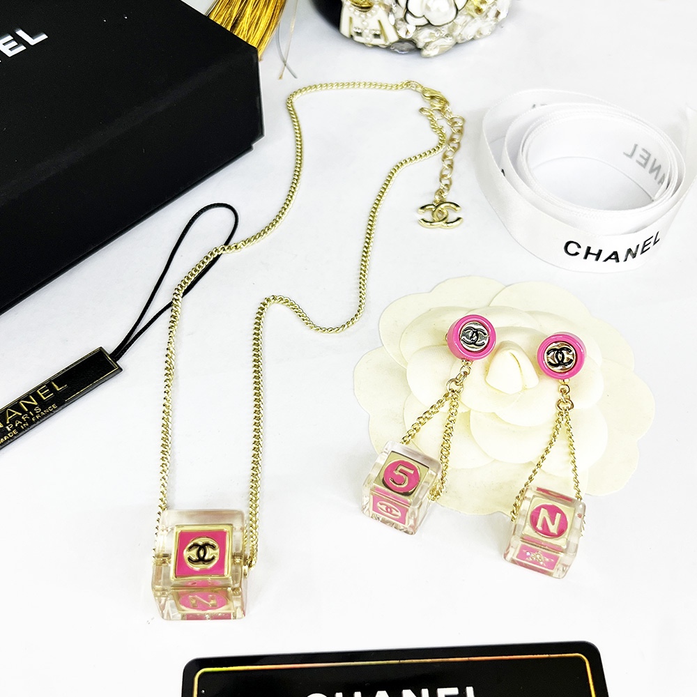 Chanel Dice Earrings Pink For Women