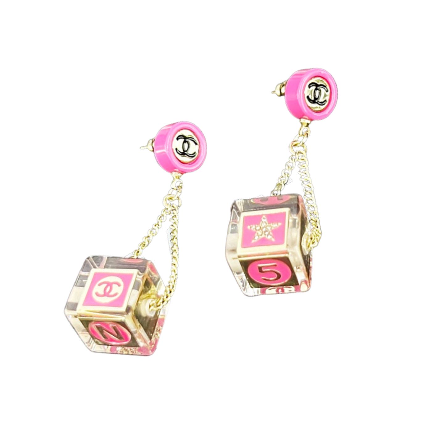 Chanel Dice Earrings Pink For Women