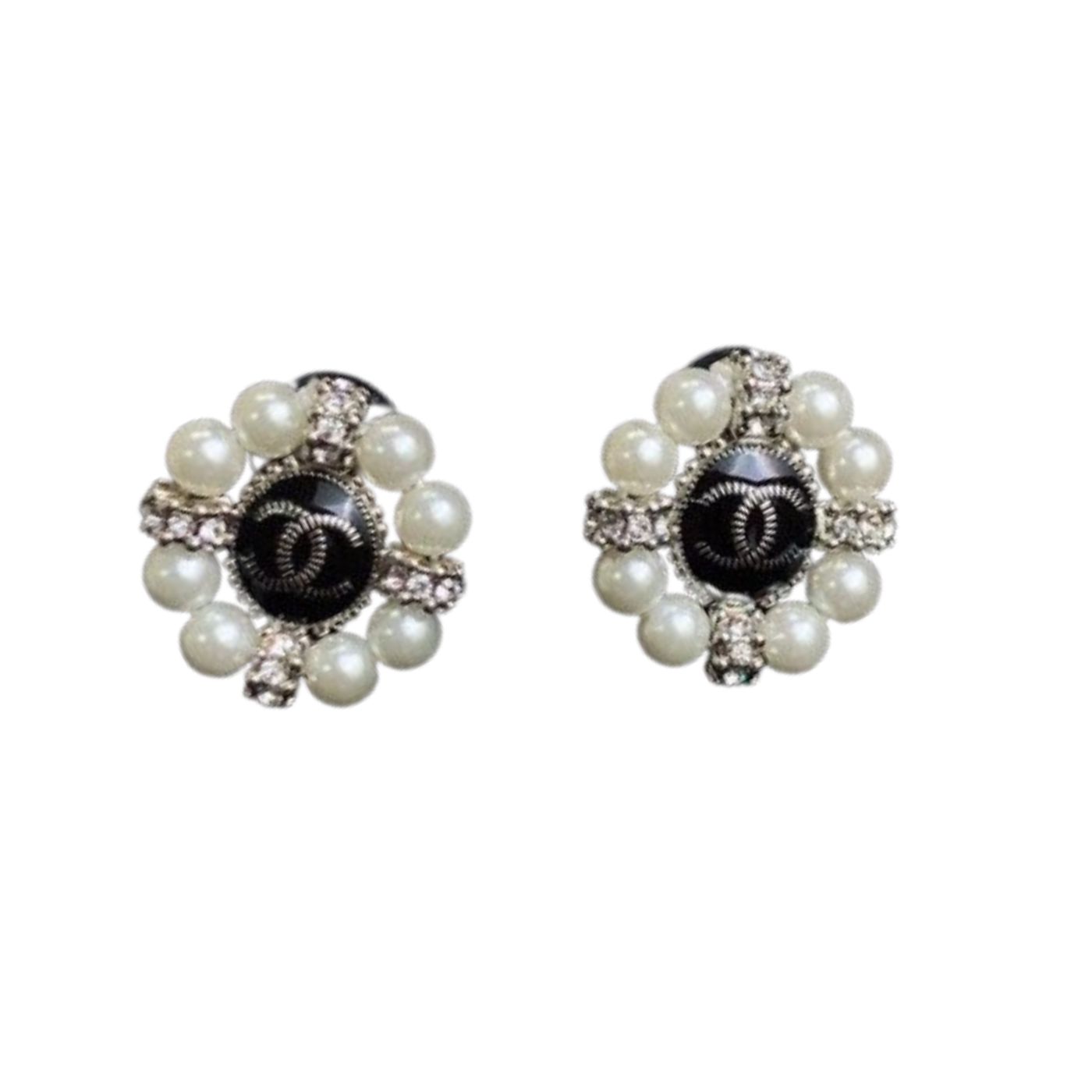 Chanel Double C Earrings Black For Women