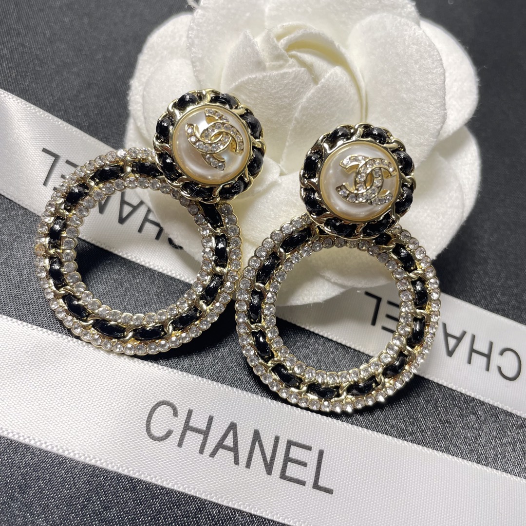 Chanel Double C Earrings Black For Women