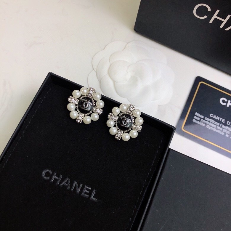 Chanel Double C Earrings Black For Women