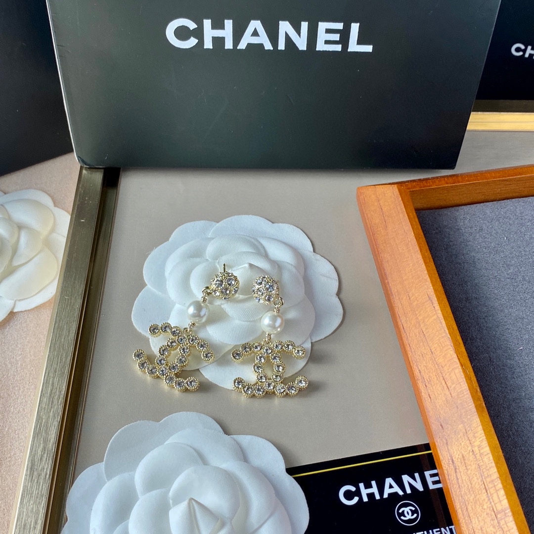 Chanel Double C Earrings Gold For Women
