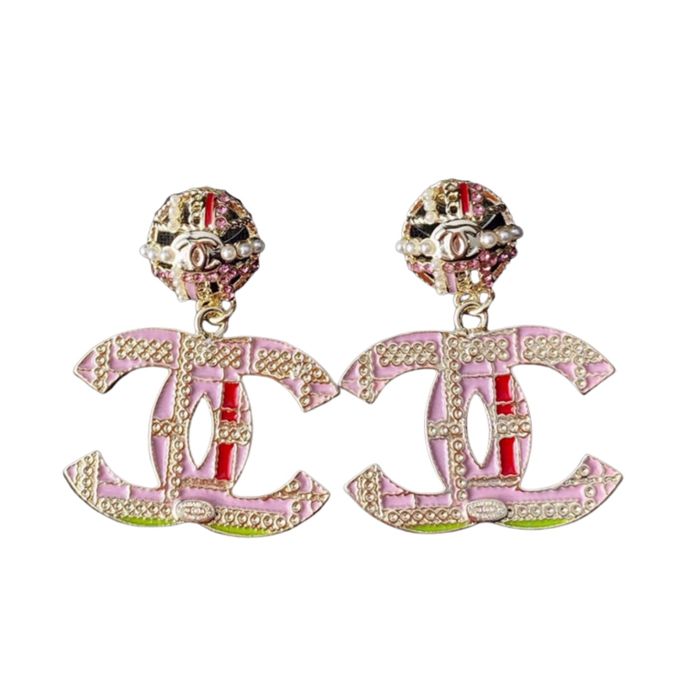 Chanel Double C Earrings Pink For Women