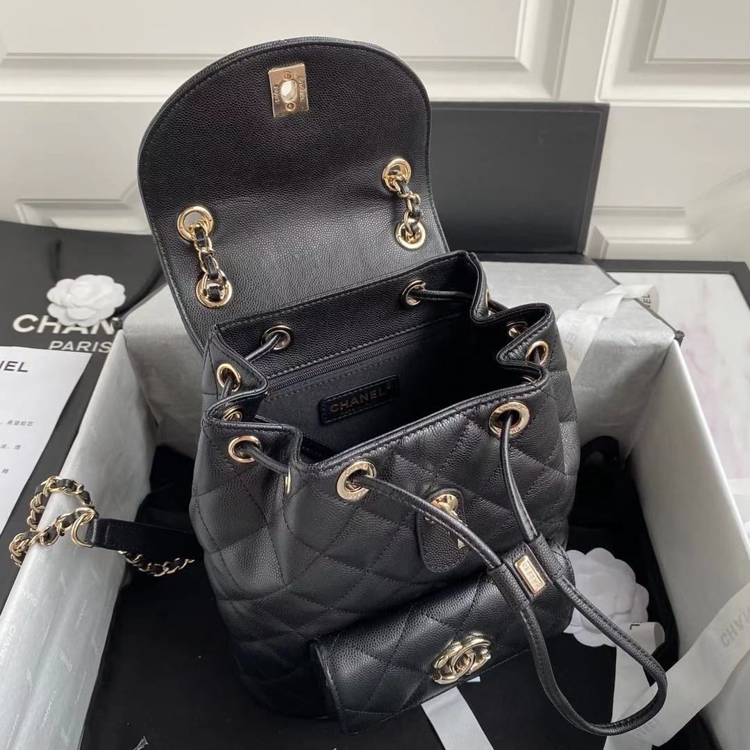 Chanel Duma Backpack Gold Toned Hardware Black For Women, Women’s Bags, Shoulder Bags 9.4in/24cm