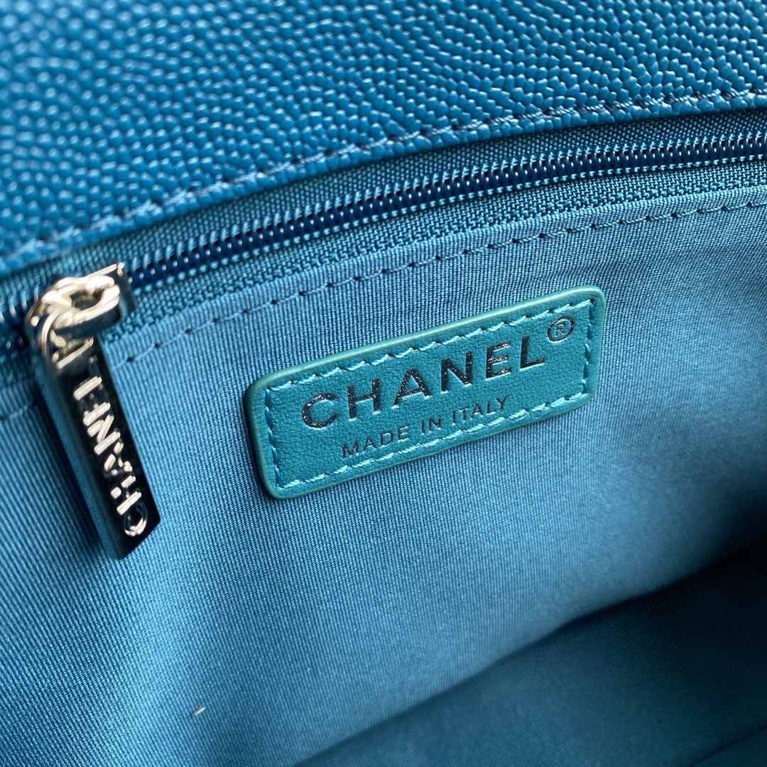 Chanel Flap Bag Red Hardware Grained Blue For Women, Women’s Handbags, Shoulder Bags 9.4in/24cm