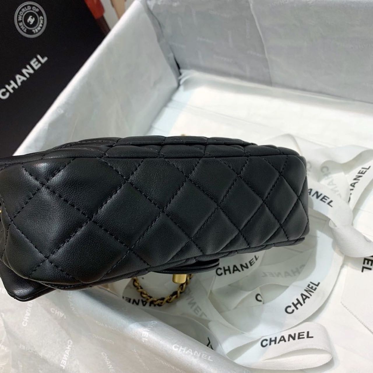 Chanel Flap Bag With CC Ball On Strap Black For Women, Women’s Handbags, Shoulder And Crossbody Bags 7.8in/20cm